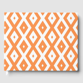 Livro De Visitas Padrão de diamante branco e laranja