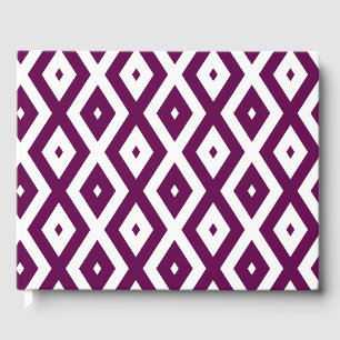 Livro De Visitas Padrão de diamante branco e roxo de ameixa