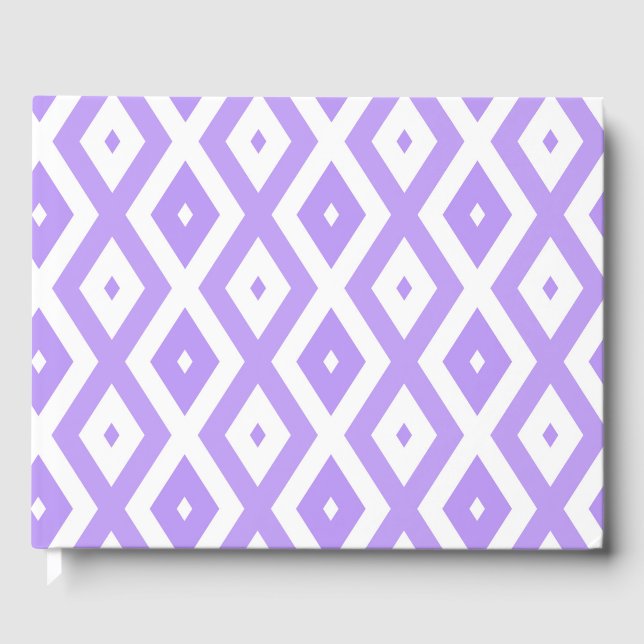 Livro De Visitas Padrão de diamante roxo e branco (Frente)