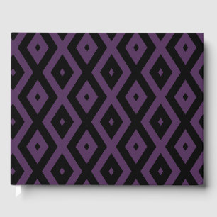 Livro De Visitas Padrão de diamante roxo e preto escuro