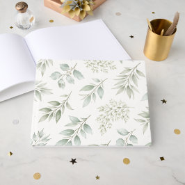 Livro De Visitas Padrão de Folhas Botânicas Verde Suave 