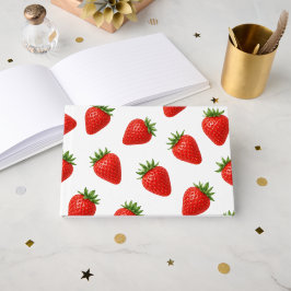 Livro De Visitas Padrão de Morango Sem Costura Fruta Vermelha Fofa
