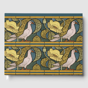 Livro De Visitas Padrão de Pombo de Peixe Art Nouveau Antigo Verneu