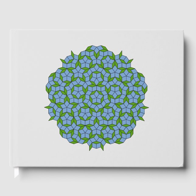 Livro De Visitas Padrão de Rhombus Penrose Verde e Azul (Frente)