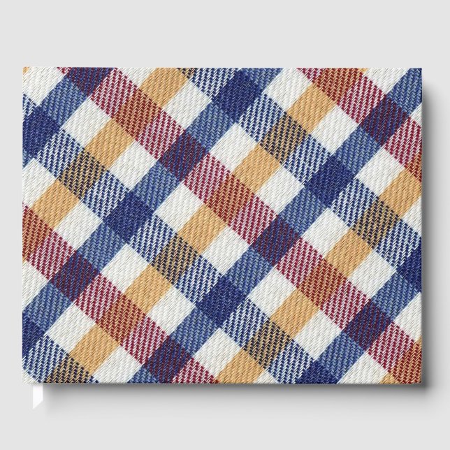 Livro De Visitas Padrão de Tartan multicolorido (Frente)