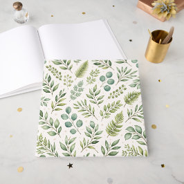 Livro De Visitas Padrão de Vegetação em Aquarela | Folhas Botânicas
