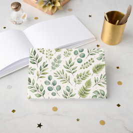 Livro De Visitas Padrão de Vegetação em Aquarela | Folhas Botânicas