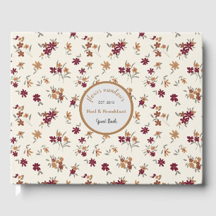 Livro De Visitas Padrão Floral de Maroon Dourado da Daît