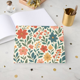 Livro De Visitas Padrão Floral Pintado à Mão – Botânica Colorida