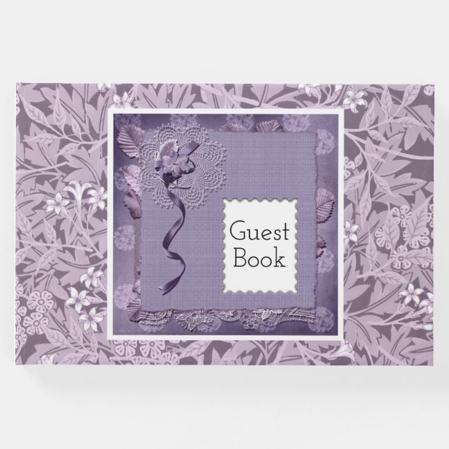 Livro De Visitas Padrão Floral Roxo William Morris País (Frente)