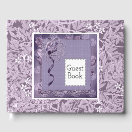 Livro De Visitas Padrão Floral Roxo William Morris País