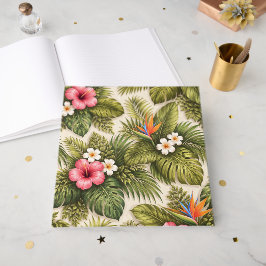 Livro De Visitas Padrão Floral Tropical – Hibisco, Monstera