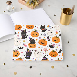 Livro De Visitas Padrão Kawaii de Halloween com Abóboras Fofas