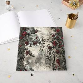 Livro De Visitas Padrão Rosa de Jardim Gótico Vitoriano