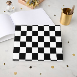 Livro De Visitas Padrão Xadrez Preto e Branco