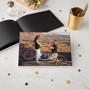 Livro De Visitas Páginas Negras de Casamento de Foto Elegante