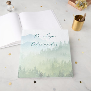 Livro De Visitas Paisagem Florestal em Aquarela Verde Pacífica