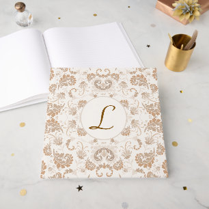 Livro De Visitas Paisley em Beige Aestética Moderna Tan Brown Init.