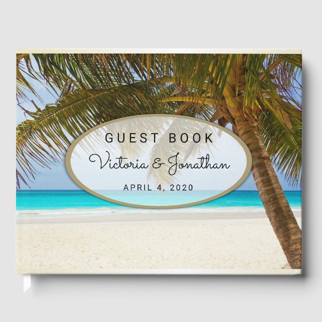 Livro De Visitas Palm Tree Beside Ocean Beach Weding Book (Frente)
