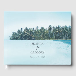 Livro De Visitas Palmas de Aquarela Tropical & Casamento de Praia