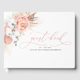 Livro De Visitas Pampas Grass Pink Casado Guest Book