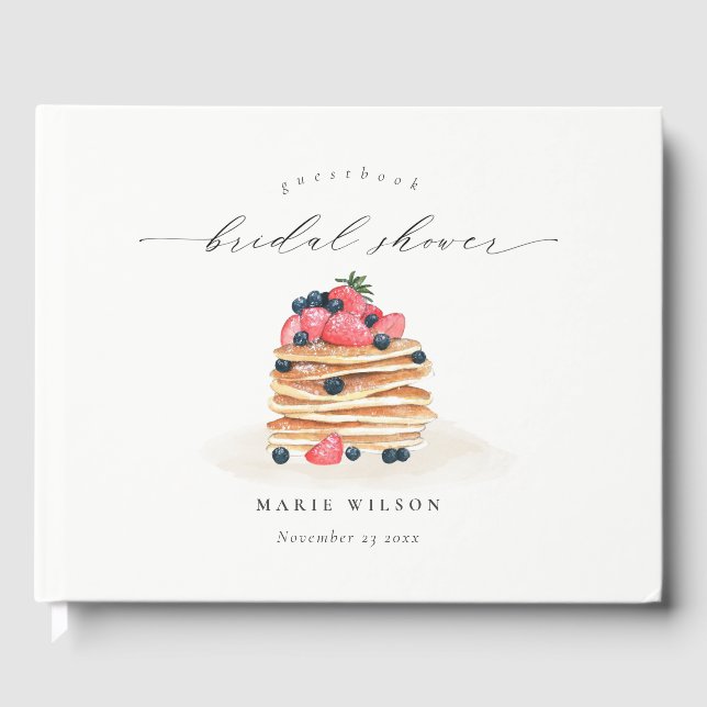 Livro De Visitas Panqueca De Frutas Rústica Fofa Aquarela Chá de Be (Frente)