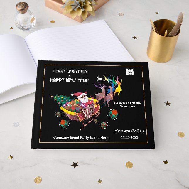 Livro De Visitas Papais noeis Feliz de Natal Empresas Personalizar  (Frente aberta)