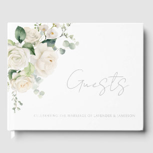 Livro De Visitas Papel de carta de Casamento de Folhas Brancas e Fo