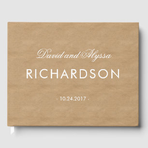 Livro De Visitas Papel Kraft olha com texto branco elegante