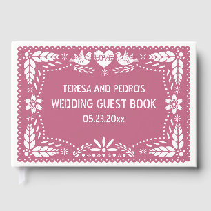 Livro De Visitas Papel picado amor pássaros poeirentos rosa pink