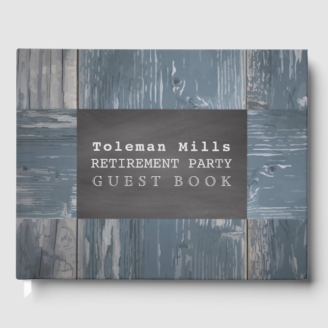 Livro De Visitas Parte de aposentadoria | Madeira Rústica Chalkboar (Frente)