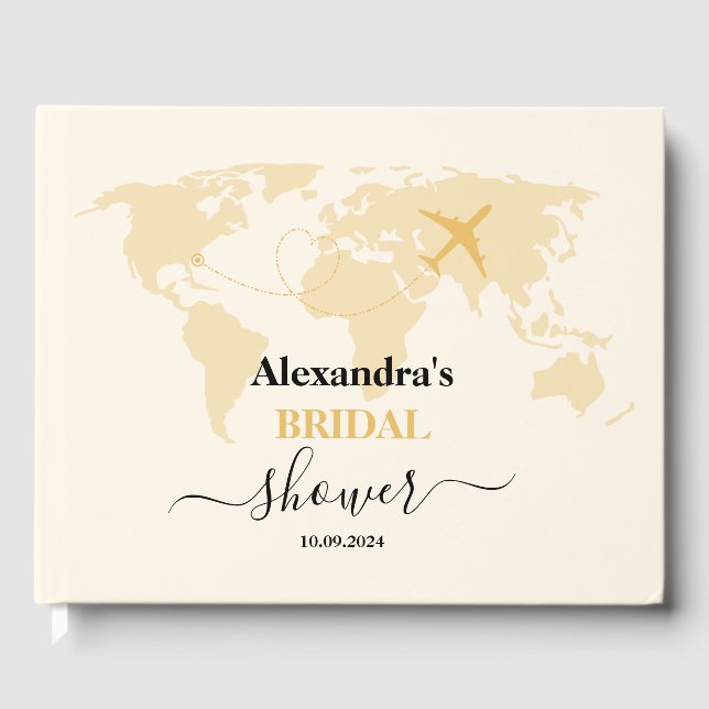 Livro De Visitas Passaporte de Destino Nupcial Preto e Dourado Mode (Frente)