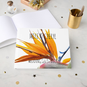 Livro De Visitas Pássaro Tropical do Casamento Floral da Planta do