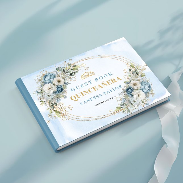 Livro De Visitas Pastel Blue Gold Boho Princess Guest Book Quince (Pastel Blue Gold Boho Princess Guest Book Quince)