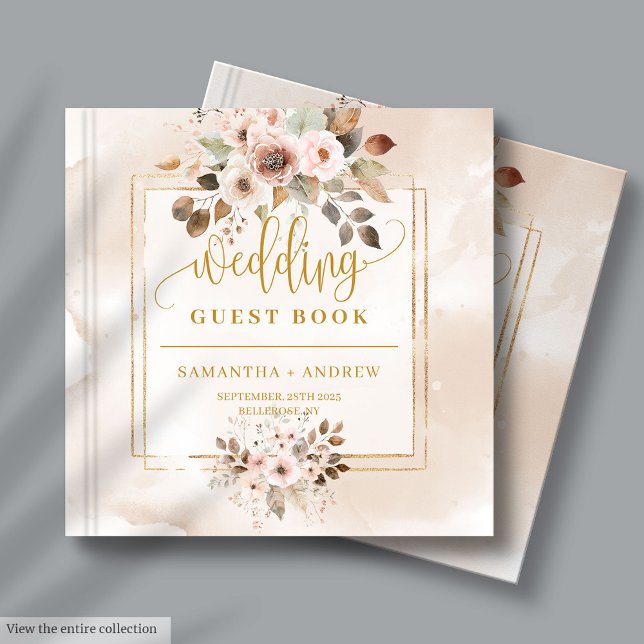 Livro De Visitas Pastel e Dourado outono Florais Books (Pastel and Gold Autumn Florals Wedding Guest Books)