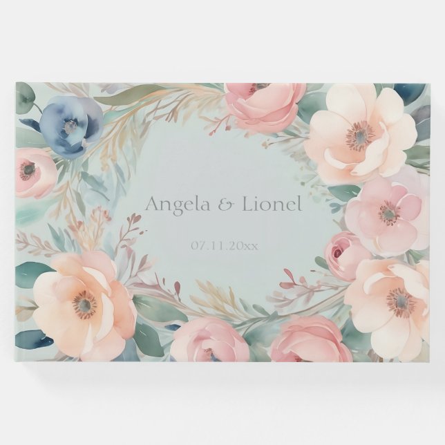 Livro De Visitas Pastel Floral Elegance Wedding (Frente)