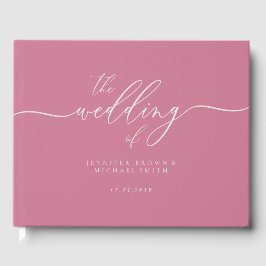 Livro De Visitas Pastel Pink Elegant Wedding Calligraphy