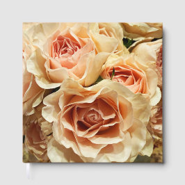 Livro De Visitas Peach Apricot Rose Bouquet Wedding Guest Book