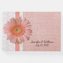 Livro De Visitas Peach Gerber Daisy Wedding Guest Book