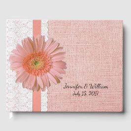 Livro De Visitas Peach Gerber Daisy Wedding Guest Book