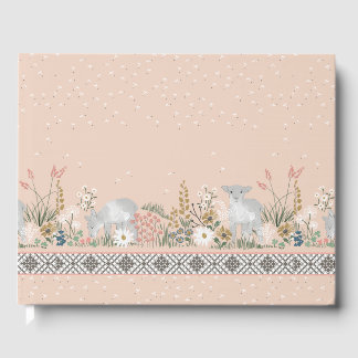 Livro De Visitas Peach Woodland Lamb Guestbook