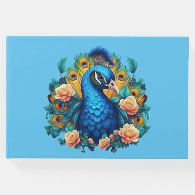 Livro De Visitas Peacock Com Rosas De Pêssego (Frente)