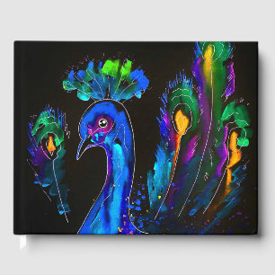 Livro De Visitas Peacock Whimsical Pintado