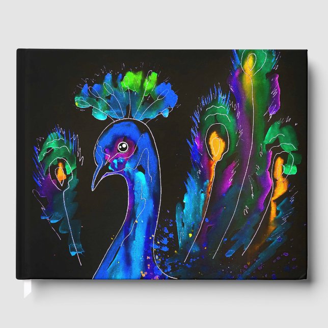 Livro De Visitas Peacock Whimsical Pintado (Frente)