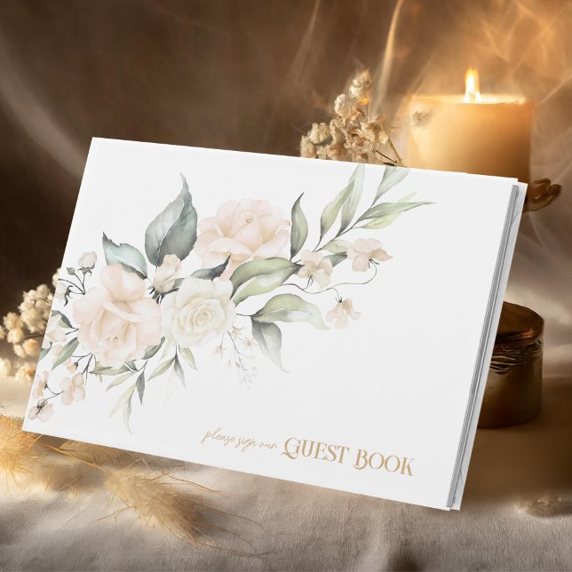 Livro De Visitas Pearl Blush Elegance Floral Wedding ID989 (Criador carregado)