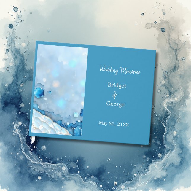 Livro De Visitas Pearlescente de Abstrato de Aquarela Azul Luxurist (Criador carregado)