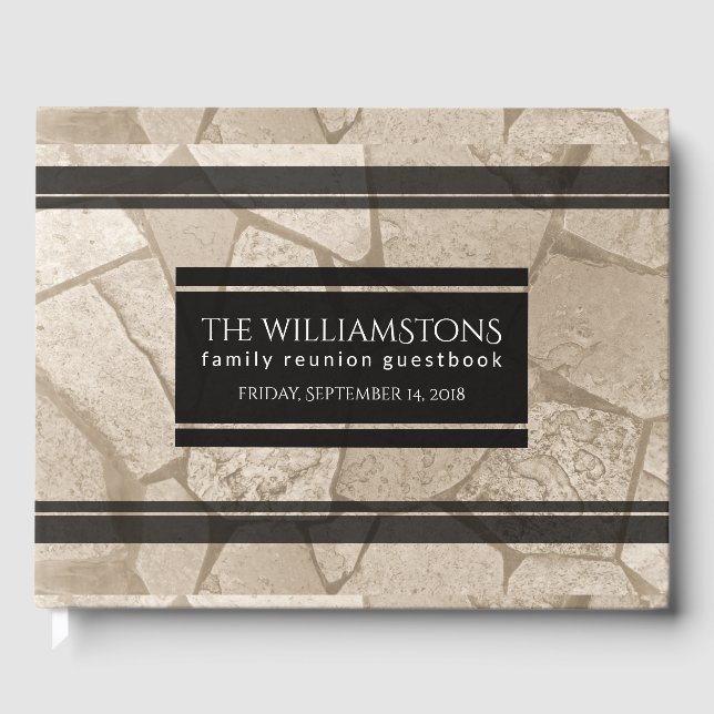 Livro De Visitas Pedras Rachadas Toneladas De Sepia Elegante (Frente)