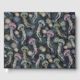 Livro De Visitas Peixes-judeus etéreos e anêmonas em Teal e Rosa