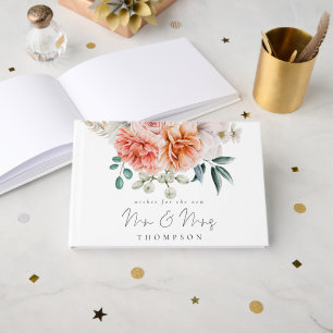 Livro De Visitas Peônia Coral Peonies Florais Desejos Novo Sr. Sra.