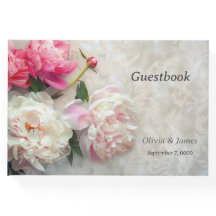 Pêonias cor-de-rosa e brancas com fundo de rendas